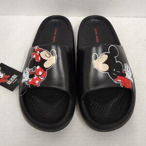 New Disney Mickey & Minnie Mouse Women's Slide Sandals - Black - Size 8